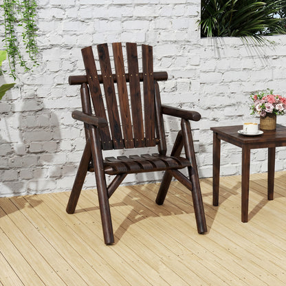 Solid Wood Patio Chair with Curved Seat and Slatted Backrest