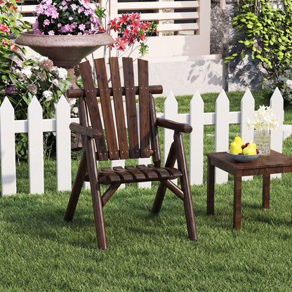 Solid Wood Patio Chair with Curved Seat and Slatted Backrest