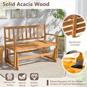2-Person Outdoor Acacia Wood Glider Bench Patio Swing Rocking Loveseat