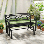 2-Person Outdoor Glider Bench with Metal Frame-Black