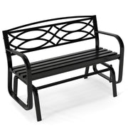 2-Person Outdoor Glider Bench with Metal Frame-Black
