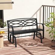 2-Person Outdoor Glider Bench with Metal Frame-Black