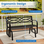 2-Person Outdoor Glider Bench with Metal Frame-Black