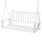 2-Person Wooden Outdoor Porch Swing with 500 lbs Weight Capacity-White