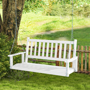 2-Person Wooden Outdoor Porch Swing with 500 lbs Weight Capacity-White