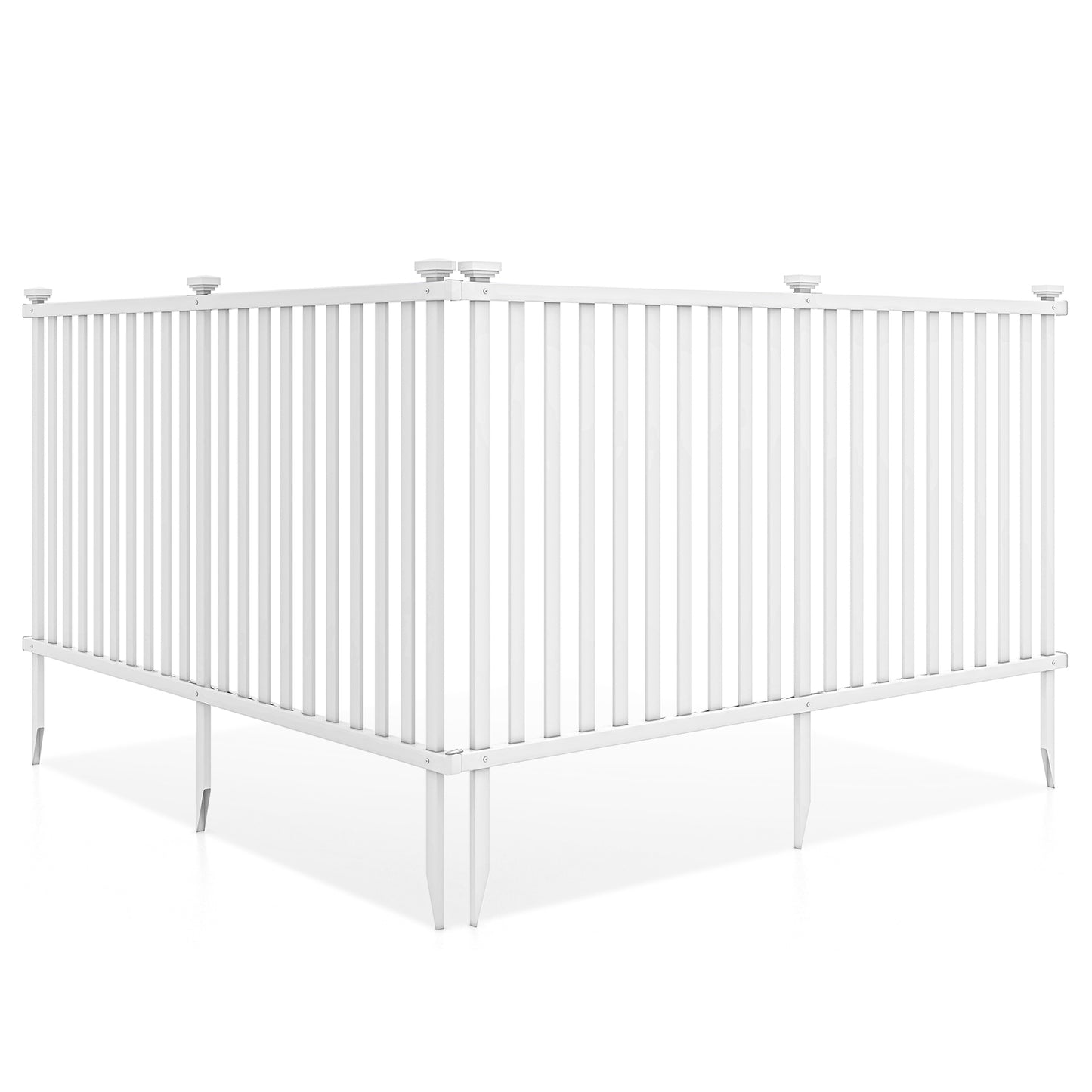 2 Piece 80 x 51 Inch Vinyl Picket Fence for Garden-Black - White