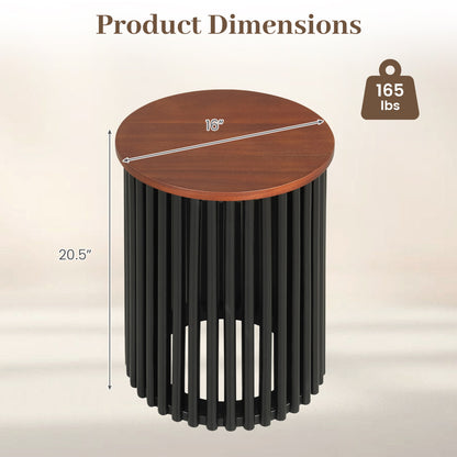 Round Acacia Wood Coffee Table Set - Walnut Finish