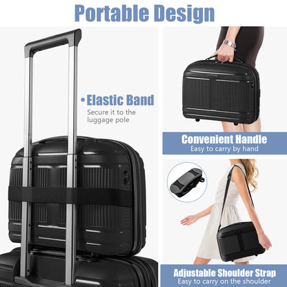 2-Piece Luggage Set 20 Inch Carry-on Suitcase and 14 Inch Cosmetic Case-Black