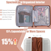 2-Piece Luggage Set 20 Inch Carry-on Suitcase and 14 Inch Cosmetic Case-White