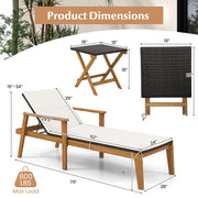 2 Piece Outdoor Chaise Lounge Chair Set Rattan Patio Chaise with Armrests