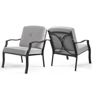 2 Piece Patio Metal Chairs with Seat and Back Cushions