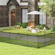 2 Piece 80 x 51 Inch Vinyl Picket Fence for Garden-Black