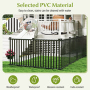 2 Piece 80 x 51 Inch Vinyl Picket Fence for Garden-Black