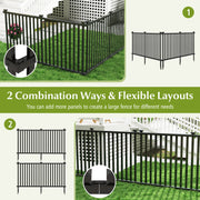 2 Piece 80 x 51 Inch Vinyl Picket Fence for Garden-Black