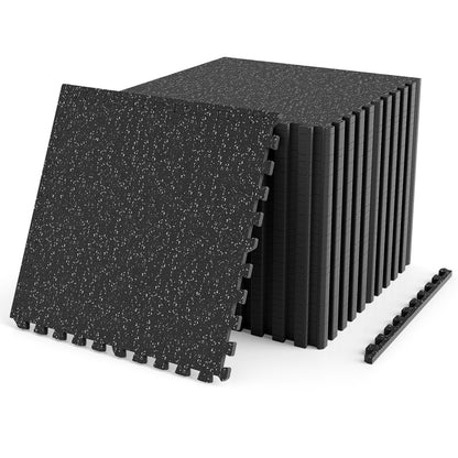 Interlocking Rubber Exercise Mat 140 Sq Ft with Borders