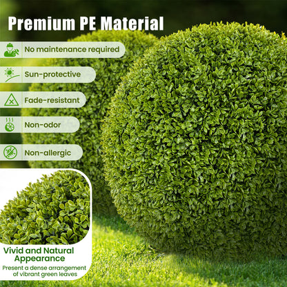 2 Pieces 20 Inches Artificial Sun-Protective Topiary Spheres for Patio Garden Front Door Balcony Backyard-M