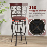 2 Pieces 30 Inch 360 Degree Swivel Bar Stools with Leather Padded Seat-Brown
