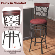 2 Pieces 30 Inch 360 Degree Swivel Bar Stools with Leather Padded Seat-Brown