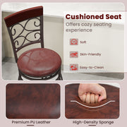 2 Pieces 30 Inch 360 Degree Swivel Bar Stools with Leather Padded Seat-Brown