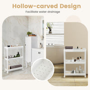 2 Pieces 3-Tier Slim Detachable Storage Cart with Drainage Holes and Wheels-White