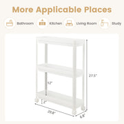 2 Pieces 3-Tier Slim Detachable Storage Cart with Drainage Holes and Wheels-White