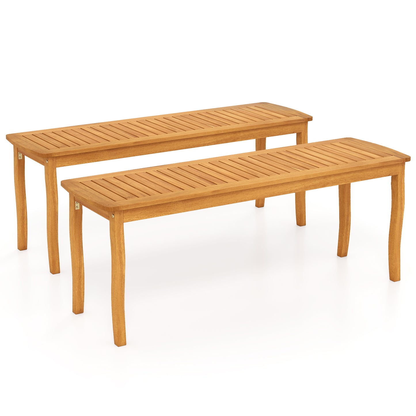 Acacia Wood Outdoor 48" Long Patio Dining Bench-2 Pieces