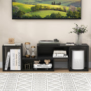 2 Pieces Adjustable TV Stand for TVs up to 55 Inch with Storage Cubes-Black