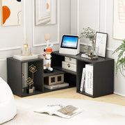 2 Pieces Adjustable TV Stand for TVs up to 55 Inch with Storage Cubes-Black