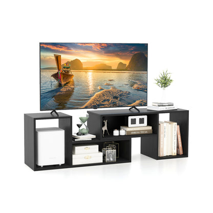 2 Pieces Adjustable TV Stand for TVs up to 55 Inch with Storage Cubes