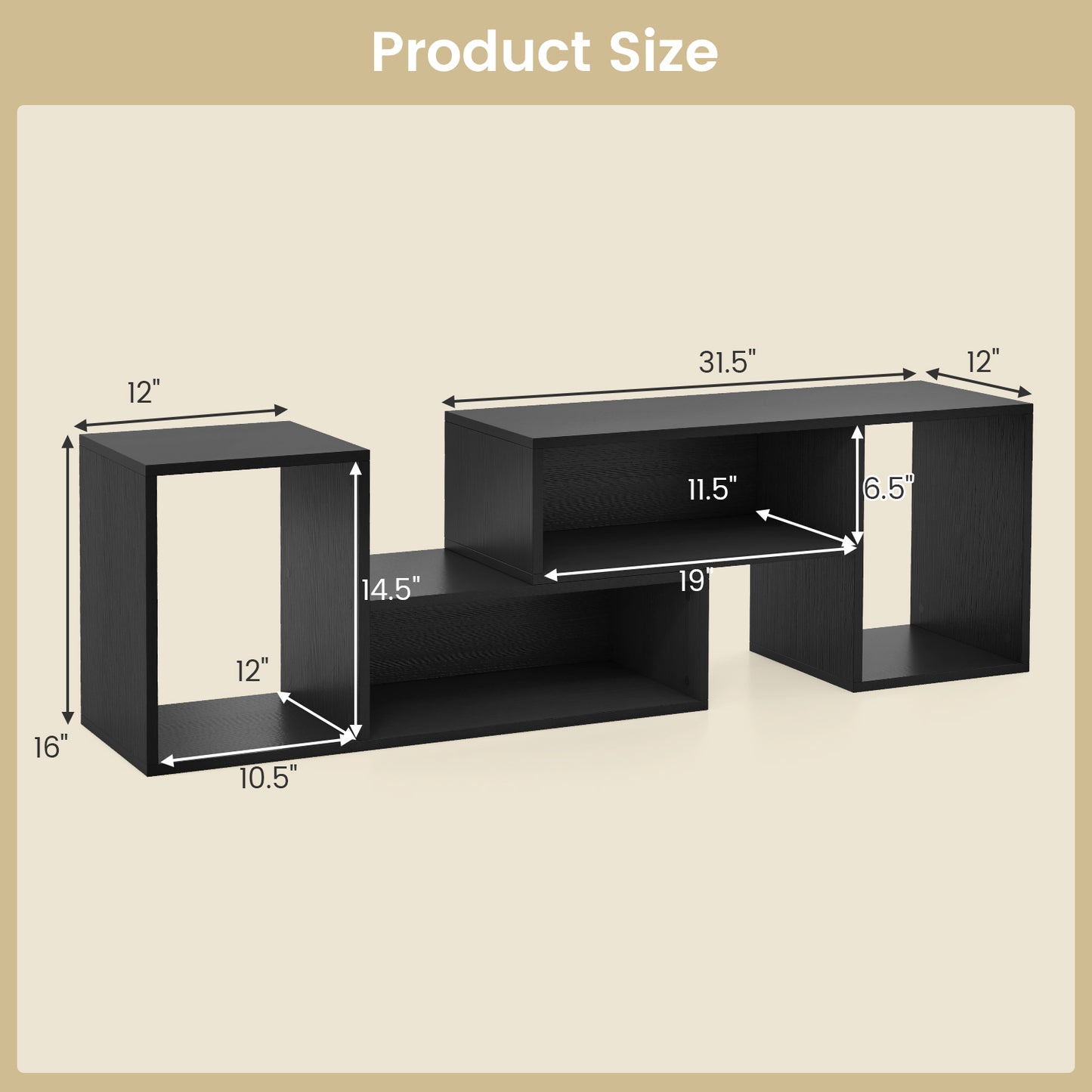 2 Pieces Adjustable TV Stand for TVs up to 55 Inch with Storage Cubes
