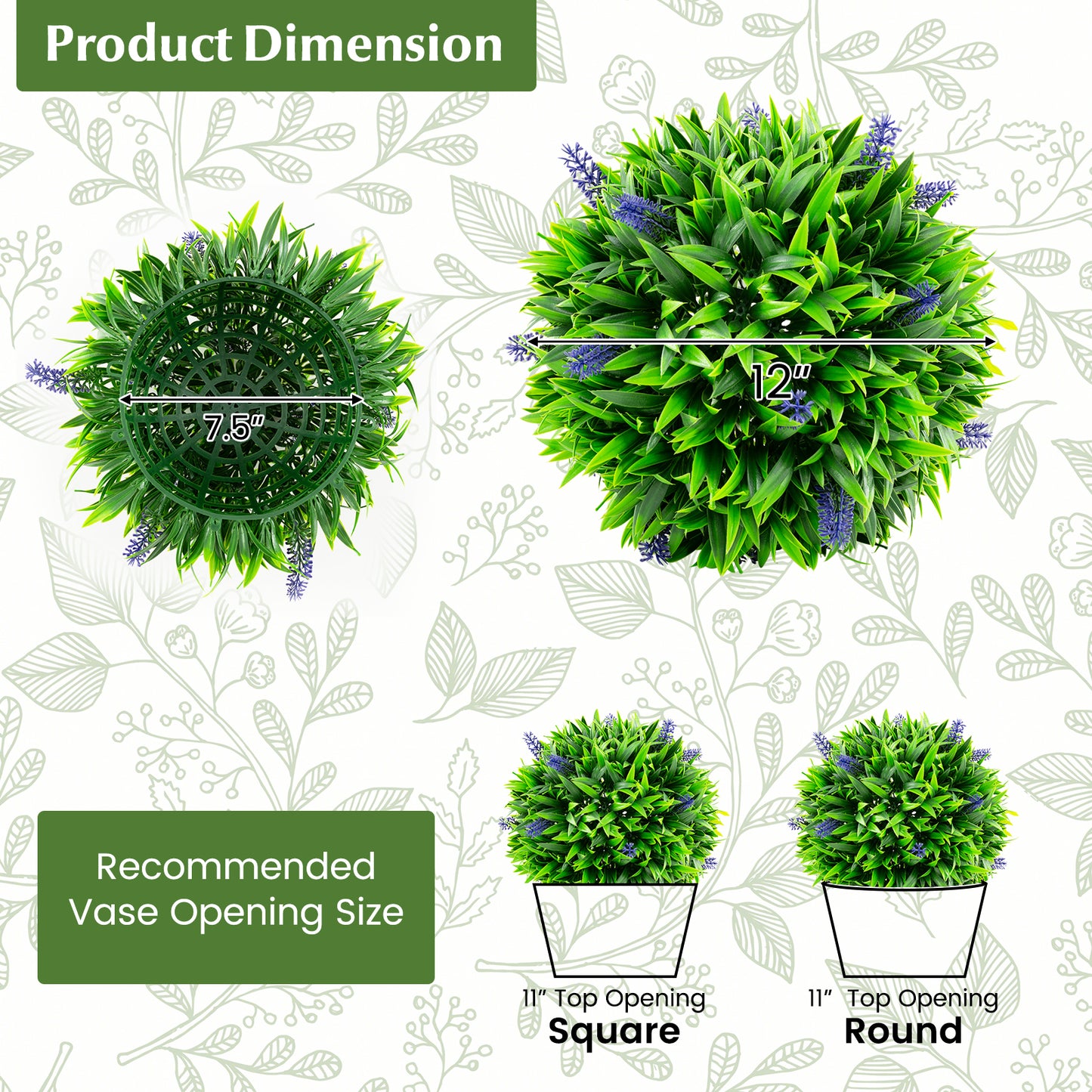 2 Pieces Artificial Lavender Topiary Balls with Flowers