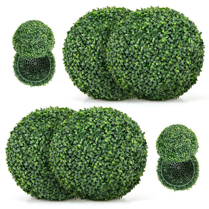 2 Pieces 16/20 Inches Artificial Plant Boxwood Topiary Ball for Patio Garden Front Door Balcony Backyard-S - S
