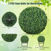 2 Pieces 16/20 Inches Artificial Plant Boxwood Topiary Ball for Patio Garden Front Door Balcony Backyard-S