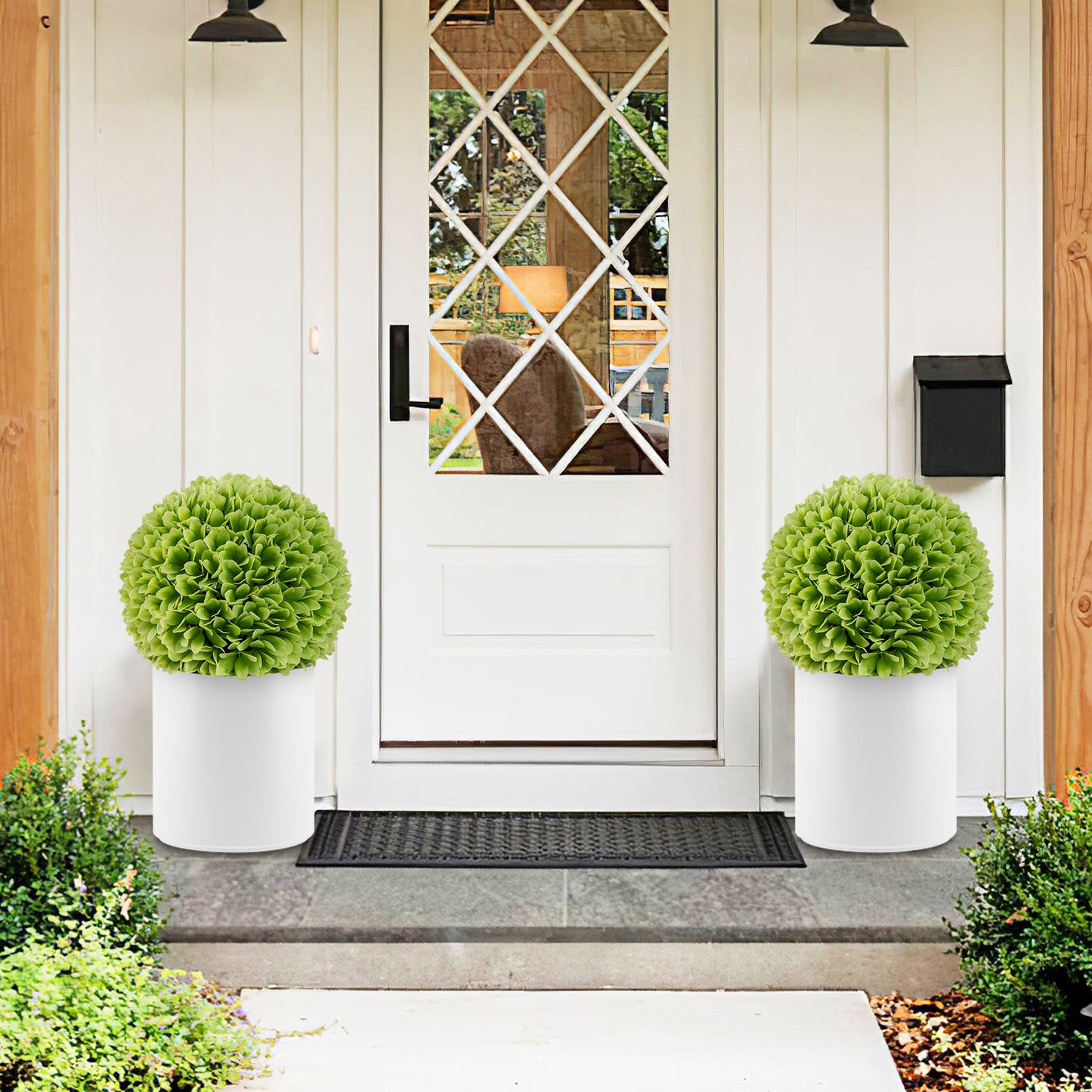 2 Pieces Artificial Plant Topiary Balls Faux Boxwood Decorative Balls