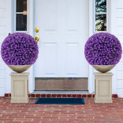 17.5 Inch 2 Pack Faux Eucalyptus Decorative Balls with 7 Layers Leaves-Purple