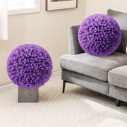 17.5 Inch 2 Pack Faux Eucalyptus Decorative Balls with 7 Layers Leaves-Purple