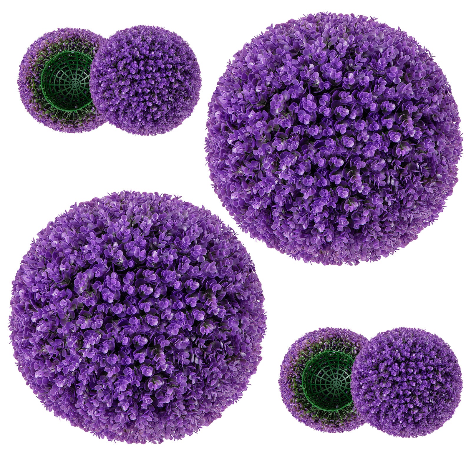 17.5 Inch Faux Purple Eucalyptus Decorative Balls with 7 Layers Leaves for Backyard Porch Garden and Wedding-Pink - Purple