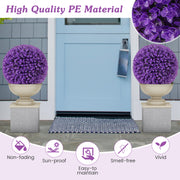 17.5 Inch 2 Pack Faux Eucalyptus Decorative Balls with 7 Layers Leaves-Purple