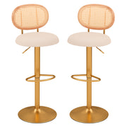 2 Pieces Bar Chairs with PE Rattan Backrest-360°Swivel and Height Adjustable