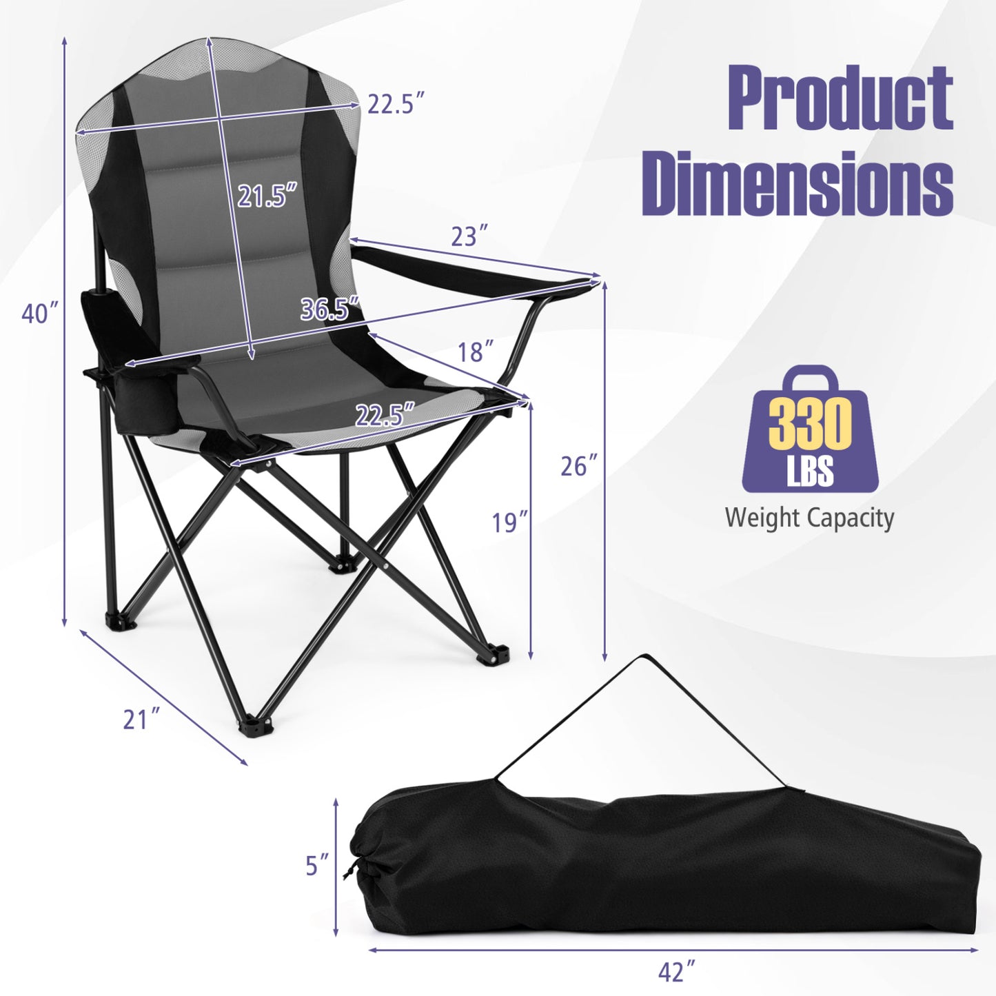 Folding Camping Chairs for Adults with Cup Holders (2-Pack)