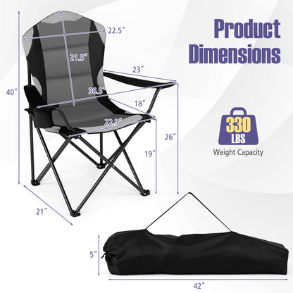 Folding Camping Chairs for Adults with Cup Holders (2-Pack)