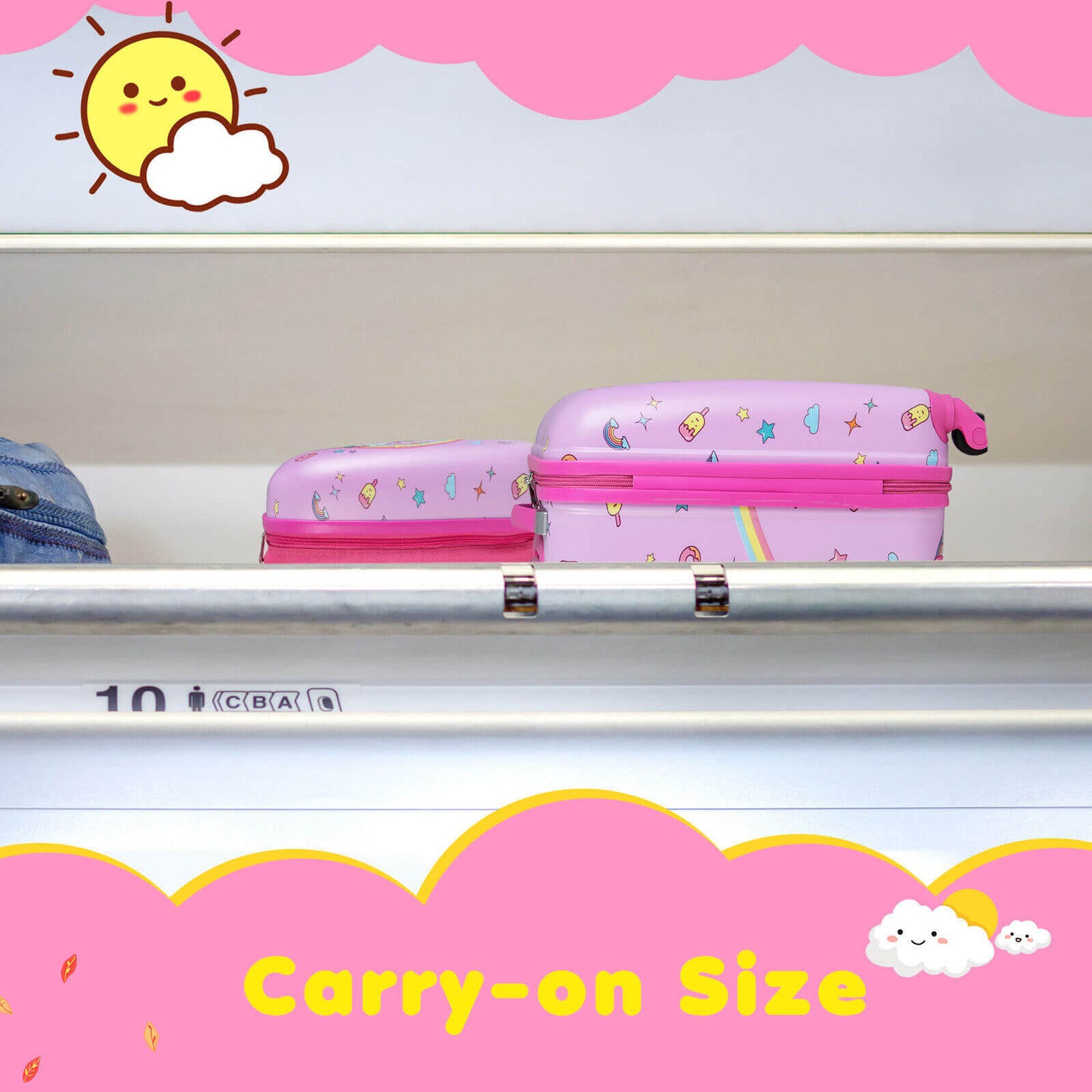2 Pieces Kids Carry-on Luggage Set with 12 Inch Backpack-White - Pink