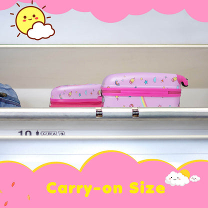 2 Pieces Kids Carry-on Luggage Set with 12 Inch Backpack-White - Pink