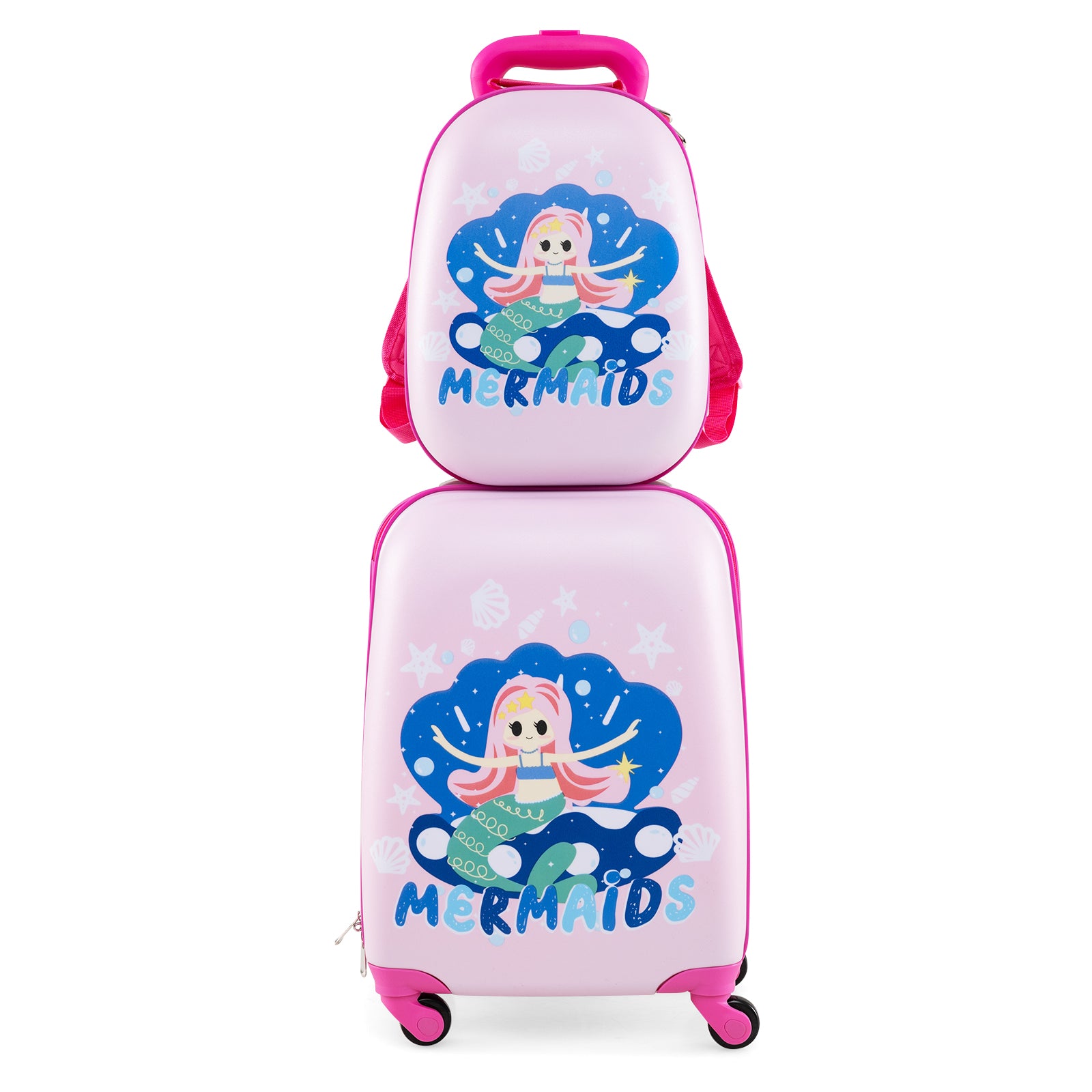 2 Pieces Kids Carry-on Luggage Set with 12 Inch Backpack-White - Navy