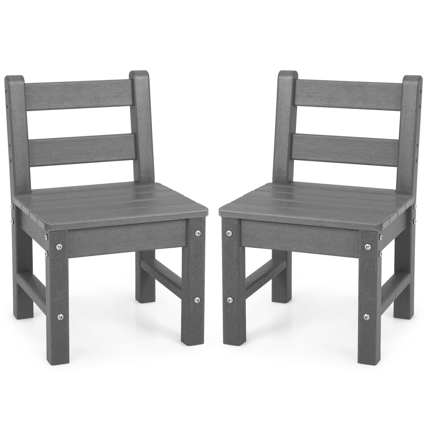 2 Pieces Kids Learning Chair set with Backrest-Gray