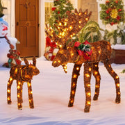2 Pieces Lighted Moose Family with 170 LED Lights and Zip Ties