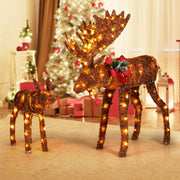 2 Pieces Lighted Moose Family with 170 LED Lights and Zip Ties