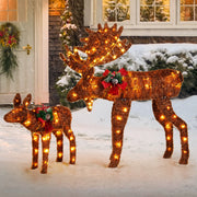 2 Pieces Lighted Moose Family with 170 LED Lights and Zip Ties