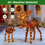 2 Pieces Lighted Moose Family with 170 LED Lights and Zip Ties