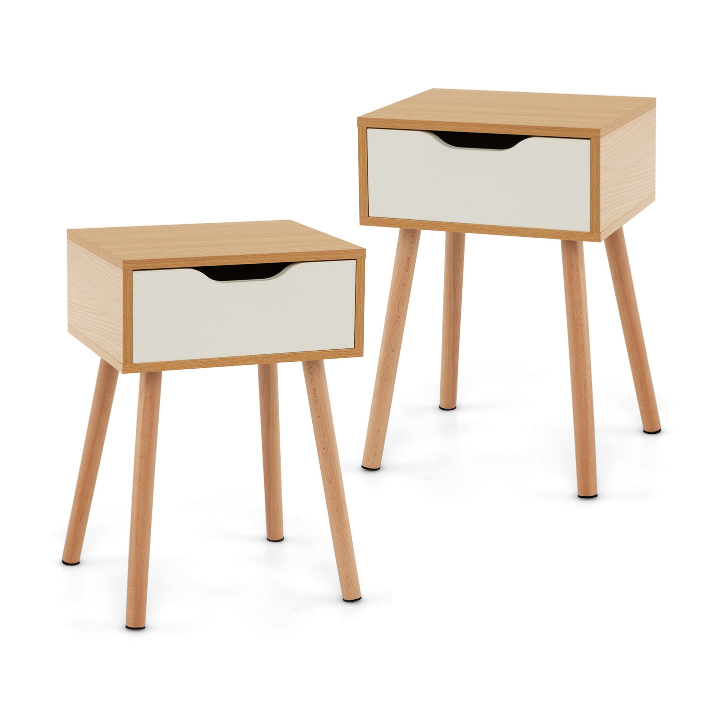 Set of 1/2 Modern Nightstand with Storage Drawer for Bedroom Living Room-2 Pieces